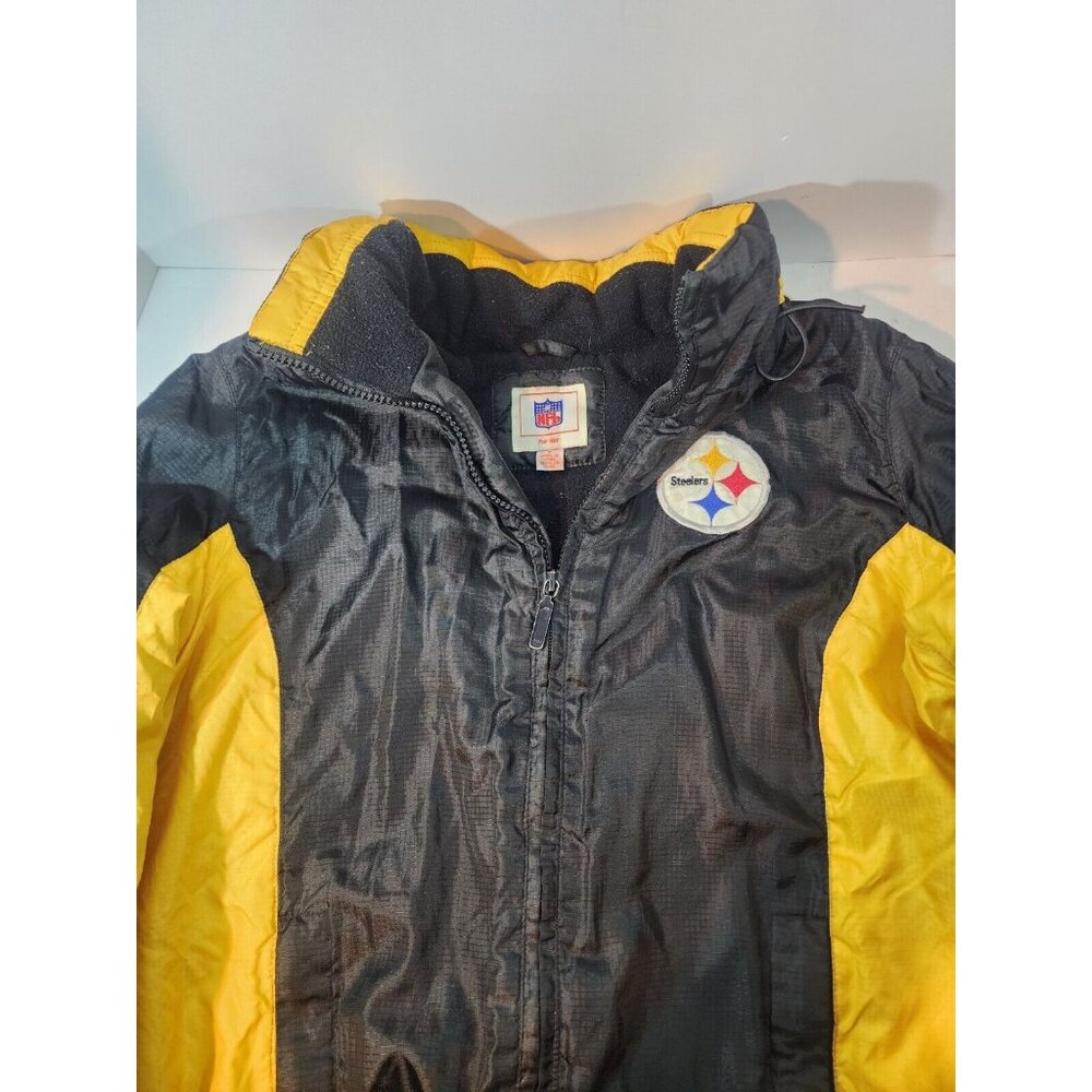 WOMENS STEELERS NFL FOR HER MED FLEECE HOODED JACKET COAT QUILTED LINED WINTER